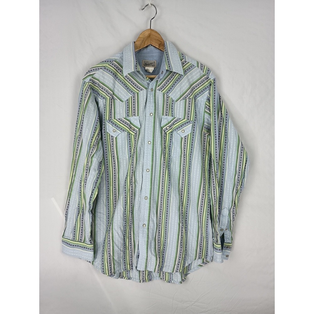 Vtg Express Rider Western Shirt Pearl Snap Aztec Pattern Large Vintage Cowboy